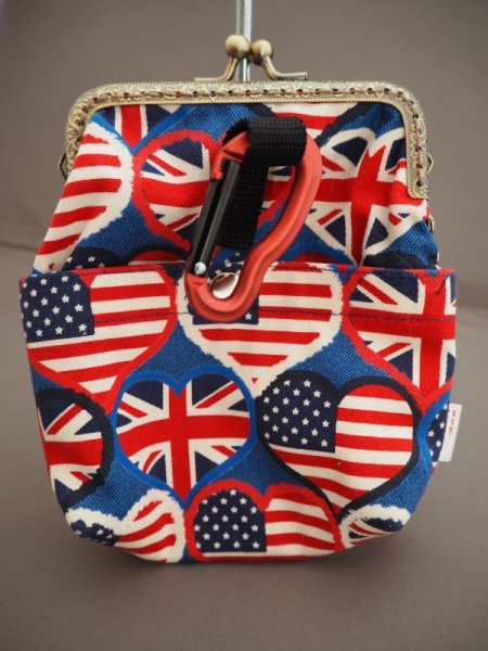 画像2: がま口ポーチ:国旗柄-ミックス-ネイビー (2)